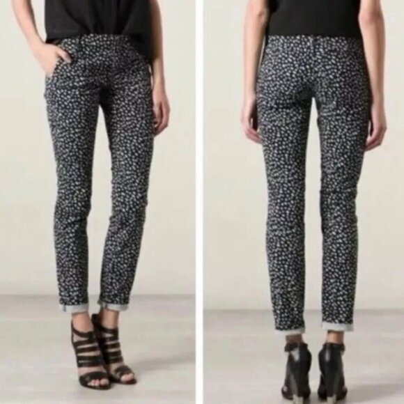 Tory Burch Walker Jeans Pants Size 25 Dotted Pony Print Denim Stretch Ankle - Picture 2 of 14